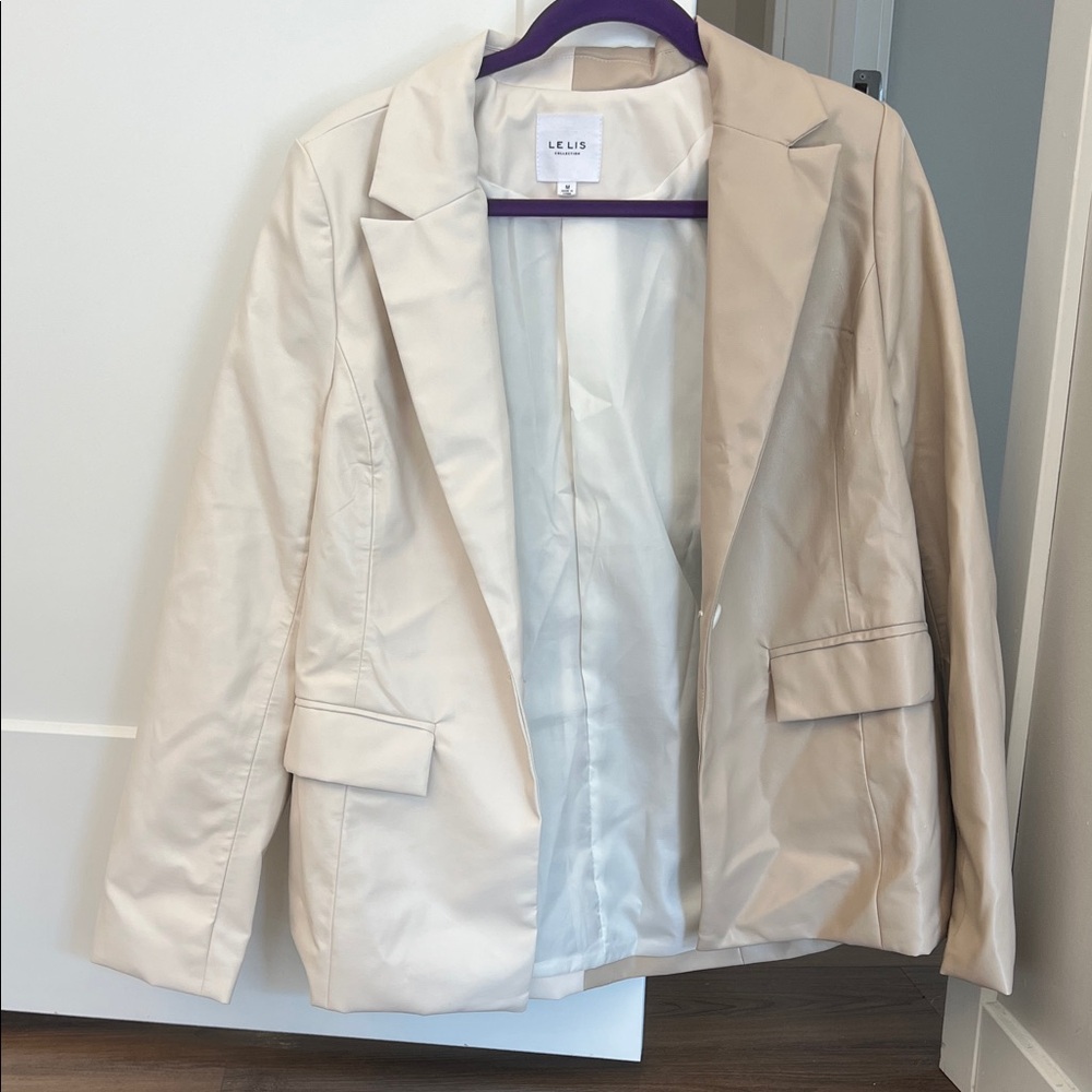 Two toned Vegan Leather Beige Women's Blazer